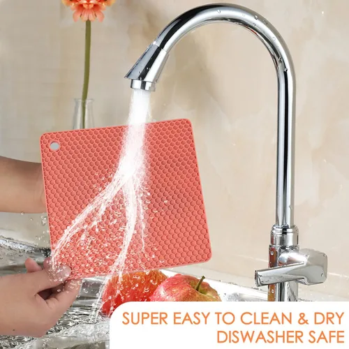Miniatura 7 de Paquete de 4 salvamanteles para platos calientes, soportes de silicona para ollas, almohadillas calientes para cocina, salvamanteles de silicona