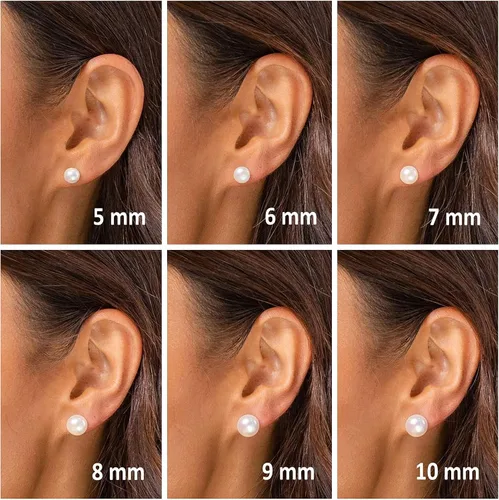 Miniatura 6 de PAVOI Aretes de perlas cultivadas de agua dulce blancas redondas de oro de 14 quilates seleccionados a mano AAA+ Pendientes de perlas para mujer