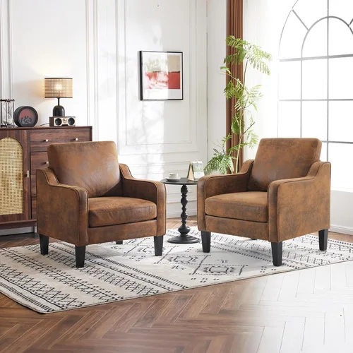 Miniatura 24 de VINGLI Juego de 2 Sillas de Acento Modernas, Sillas Beige para Sala de Estar, Sillón Cómodo para Dormitorio, Silla de Sofá Tapizada, Silla