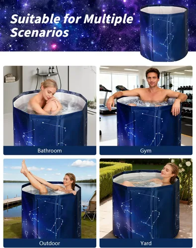 Miniatura 7 de Bañera portátil para adultos, bañera plegable independiente para ducha, bañeras de hielo caliente con espuma térmica gruesa para mantener