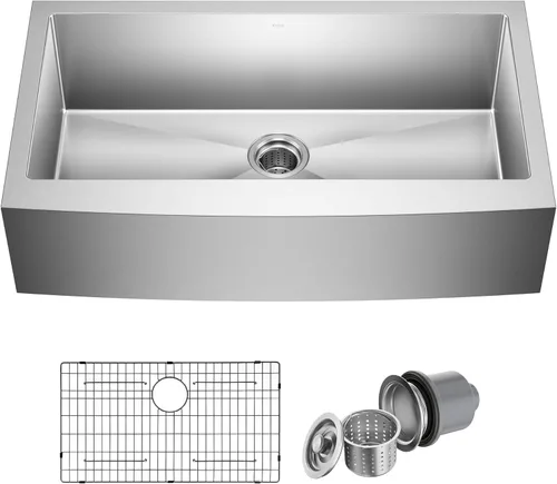 Miniatura 11 de Kraus Standart Pro - Fregadero de cocina de 30 pulgadas con delantal de estilo granja, calibre 16, de un solo tazón, de acero inoxidable, KHF200-30