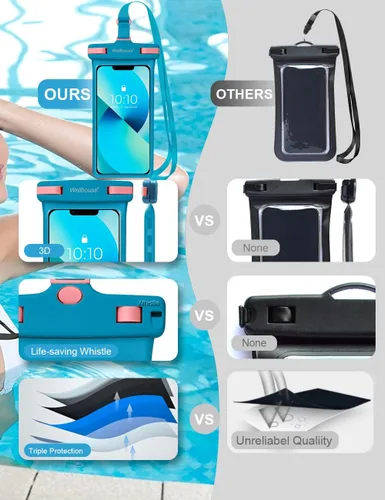 Miniatura 6 de wellhouse Funda impermeable para teléfono, funda impermeable para iPhone 16 15 14 13 12 Pro Max XS Samsung, bolsa seca para celular IPX8 3D, 1