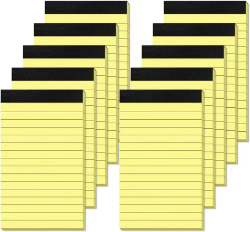 Bloc de notas amarillos de 3 x 5 pulgadas, bloc de notas pequeños de 3 x 5, cuadernos pequeños de 3 x 5, bloc de notas forrados de 3 x 5, 10 blocs