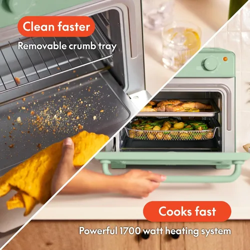 Miniatura 4 de bella Horno tostador Air Fry, 7 opciones de cocción preestablecidas, bandejas con revestimiento EverGood incluidas aptas para lavavajillas, apagado