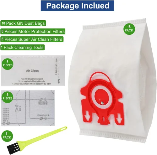Miniatura 7 de Paquete de 18 bolsas de vacío 3D Airclean FJM de repuesto para aspiradora Miele Compact C1 tipo FJM, Compact C1, Compact C2, S6000-S6999
