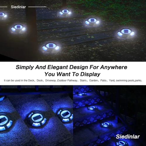 Miniatura 6 de SIEDiNLAR Luces solares para cubierta, luz LED para muelle de entrada, funciona con energía solar, marcadores de carretera impermeables para jardín