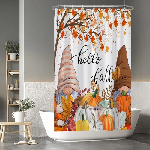 Miniatura 85 de Cortina de ducha de fantasma y gato negro para niños, 36 x 72 pulgadas, espeluznante y bonita, cortina de baño de Halloween con 6 ganchos, cortina