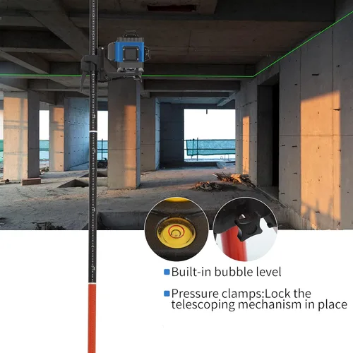 Miniatura 7 de Mástil telescópico, mástil de soporte telescópico con poste de montaje extensible para niveles láser de láseres giratorios y lineales