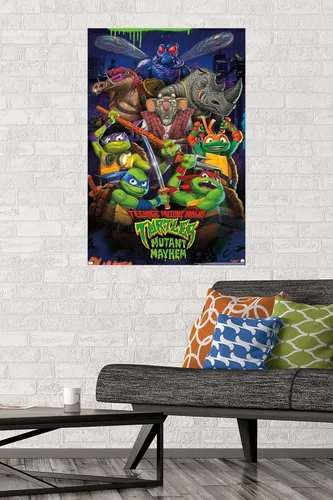 Miniatura 2 de Teenage Mutant Ninja Turtles: Mutant Mayhem - Póster de pared grupal, 34 pulgadas de largo x 22.4 pulgadas de ancho, versión sin marco