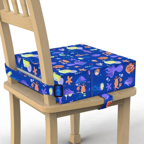 Miniatura 16 de Asiento elevador infantil para mesa de comedor, de PU lavable con dobles correas seguras, fondo antideslizante, asiento elevador para comedor