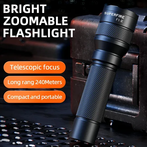 Miniatura 2 de SuperFire Linternas tácticas compactas, linterna pequeña con zoom con chips potentes, mini linterna LED recargable, linterna de bolsillo de 4 modos