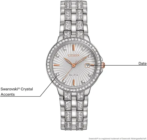 Miniatura 10 de Citizen Ladies' Silhouette Crystal Eco-Drive Watch, 3-Hand Date, Stainless Steel