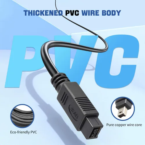 Miniatura 7 de FireWire - Cable de 800 a 400 de 9 pines a 4 pines de 6 pies, DV a Firewire Cables IEEE 1394 Firewire 800 de 9 pines/6 pines para Mac Pro, MacBook