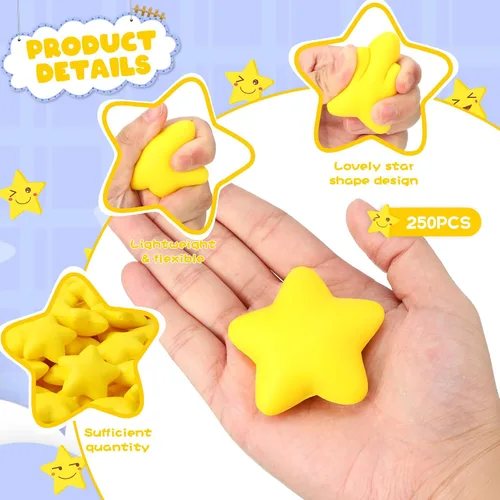 Miniatura 7 de Lenwen 100 bolas de estrés con forma de estrella a granel de 2 pulgadas de espuma mini estrella para aliviar el estrés para adolescentes y adultos