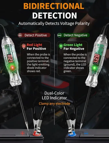 Miniatura 3 de Luz de prueba automotriz, probador de fusibles de automóvil, probador de voltaje digital LED de 3-70 V con voltímetro, indicador de polaridad