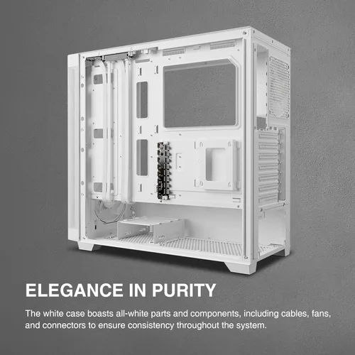 Miniatura 6 de GAMDIAS Caja de Computadora ATX de Torre Media Blanca con Vidrio Templado, Caja para PC de Juegos Soporta Dual 360mm AIO/Radiador, Ventiladores