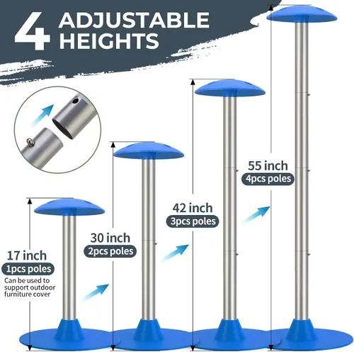 Miniatura 3 de Sistemas de postes de soporte para cubierta de barco con cuerdas de polietileno anti-UV y base de ABS de 9 pulgadas, poste de soporte altamente Azul