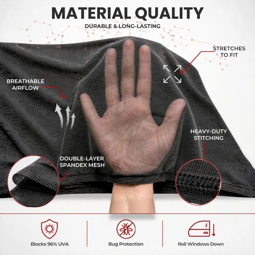 Miniatura 4 de Qualizzi® - Parasol ventana lateral de utilitarios, tamaño XXL, 12 tamaños, protección bebé, sol, calor, insectos y privacidad, cobertura completa