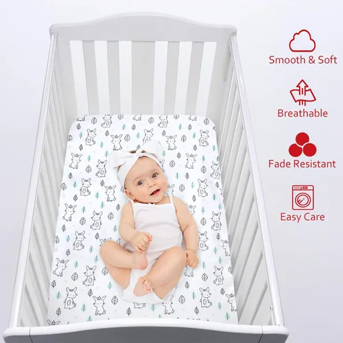 Miniatura 6 de Sábanas Ajustables Pack and Play para Mini Cuna, Sábanas de Corralito de Microfibra Transpirable Elástica que se Ajustan a Graco Pack and Play
