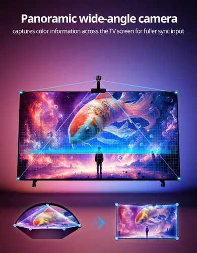Miniatura 2 de Ailofy Retroiluminación LED inteligente con cámara para pantallas de 55 a 70 pulgadas, tira de luces LED de 12.48 pies sincronizada con pantalla