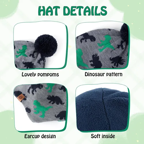 Miniatura 4 de Duoyeree - Gorro Beanie para niños y niñas, con pompón, forro acogedor, gorro de invierno