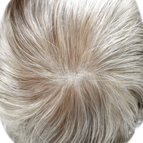 Miniatura 57 de Sistema de repuesto de cabello humano europeo con encaje frontal suizo para hombre, tupé para hombre, pieza de cabello, nudo blanqueado, línea #17
