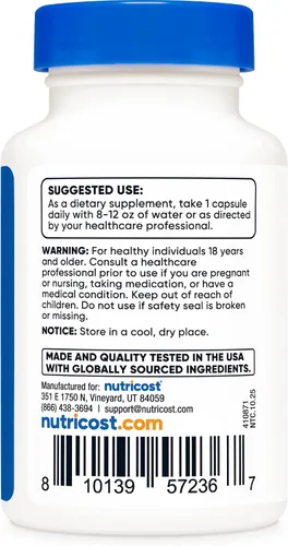 Miniatura 5 de Nutricost Cápsulas de dihidroberberina (200 mg, 60 cápsulas) - Metabolito más biodisponible de berberina