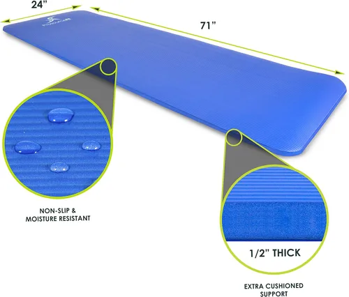 Miniatura 3 de ProsourceFit - Tapete extragrueso para yoga y pilates de ½ pulgada (13 mm), tapete de 71 pulgadas de largo, de alta densidad, con espuma cómoda