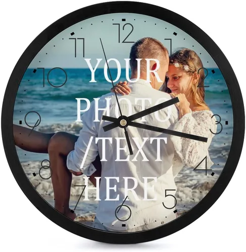 Miniatura 13 de Reloj de pared personalizado, reloj de pared personalizado con foto/imagen, texto, reloj sin tictac, silencioso, reloj de pared digital Estilo 1