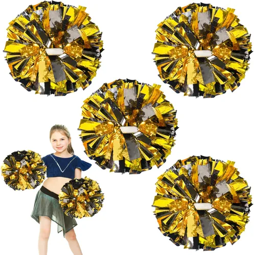 Miniatura 19 de 4 pompones metálicos de animadora mejorados de 12 pulgadas, pompones de animadora de HOLENGS para niños y adultos, pompones de escuadrón