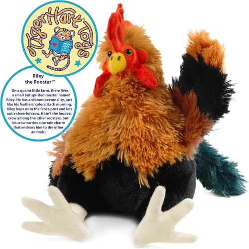 Miniatura 3 de TigerHart Riley The Rooster - Peluche de pollo de 8 pulgadas