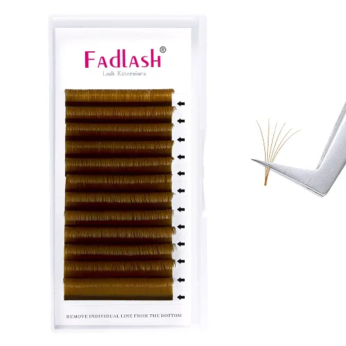 Extensiones de pestañas con volumen, pestañas fáciles de abanico, rizo C, extensiones de volumen, extensiones de pestañas de colores de imitación de