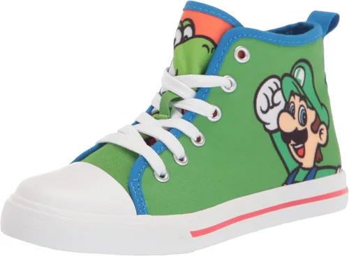 SUPER MARIO Brothers Mario Luigi Nintendo - Zapatos deportivos de caña alta y con cordones para niños pequeños talla 7 a 12