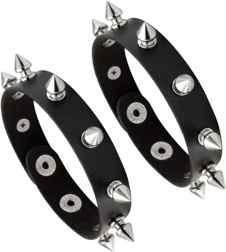 Miniatura 14 de Manfnee Pulsera gótica punk con remaches de clavos de metal, ajustable C: 3 piezas