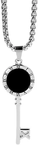 Miniatura 5 de Collar punk con colgante de llave de número romano para hombre y mujer, cadena de acero inoxidable de 24 pulgadas