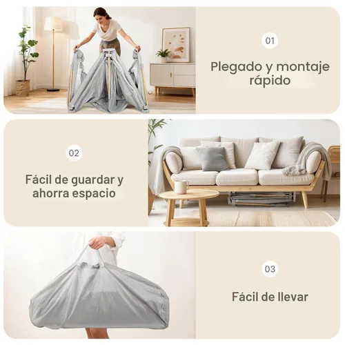 Miniatura 5 de Corralito plegable para bebés con alfombra, corralito plegable de 50 x 50 pulgadas para bebés y niños pequeños, corralito para bebés con diseño