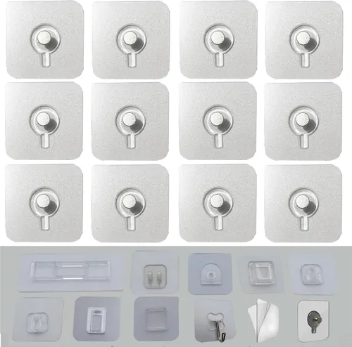 Miniatura 15 de 6 pares de almohadillas adhesivas de reemplazo montadas en la pared para organizador de cacharro de cocina y baño, gancho adhesivo sin uñas