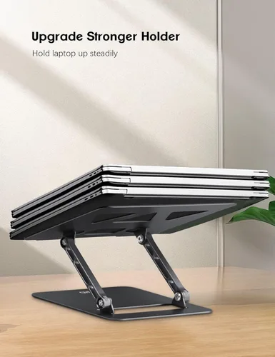 Miniatura 6 de Aoviho Soporte ajustable para laptop para escritorio, soporte portátil y elevador, soporte plegable de aluminio para computadora portátil para Negro