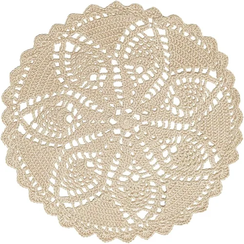Miniatura 47 de Mantel Individual de Encaje de 11 a 12 Pulgadas Tapetes de Mesa Redondos Hechos a Mano Tapete de Ganchillo Cocina Vajilla Posavasos para Taza
