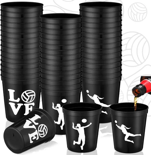 Zhehao 30 vasos de plástico con pelota deportiva, vasos reutilizables de plástico para hockey, fútbol, baloncesto, vasos para estadios de 16 onzas,