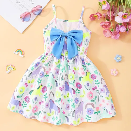 Miniatura 92 de Vestido de verano para niños pequeños, con diseño de dinosaurio, sin espalda, con lazo, vestido de playa de cumpleaños