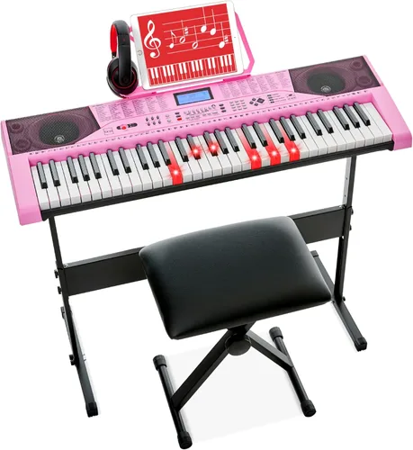 Miniatura 9 de Best Choice Products Juego completo de piano de teclado electrónico para principiantes de 61 teclas con teclas iluminadas, pantalla LCD