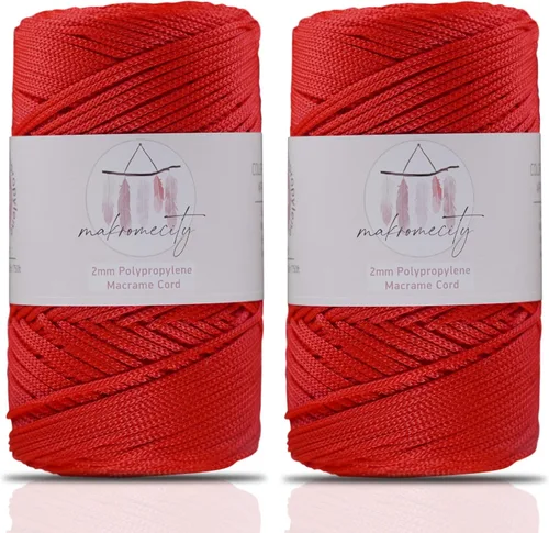 Miniatura 50 de Makromecity, 2 carretes de cordón de macramé de poliéster de 2 mm x 250 yardas (750 pies) de 2 mm de cordón de polipropileno para macramé, ideal