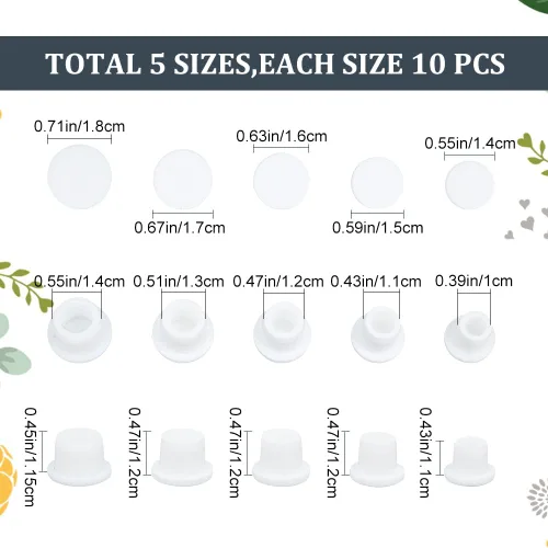 Miniatura 2 de GORGECRAFT 50 tapones de goma de silicona para salero y pimentero de 5 tamaños, 0.394 in, 0.433 in, 0.472 in, 0.512 in, 0.551 in de diámetro