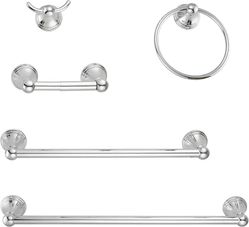 Sagetta Juego de accesorios de baño, 5 piezas de accesorios de baño, soporte de pared, incluye barra de toalla de 20 pulgadas, barra de toalla de 16