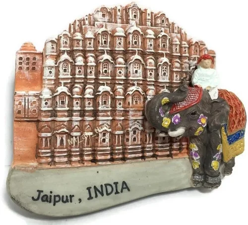 WitnyStore Pequeño imán de 2½ pulgadas del Palacio Hawa Mahal en Jaipur India – Miniatura hecha a mano de resina 3D Asia Monumento turístico