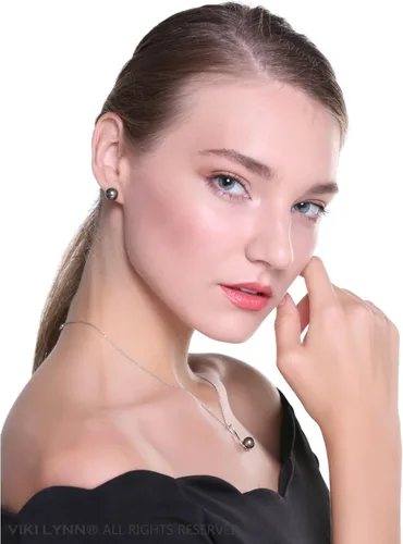 Miniatura 3 de Pendientes de perlas de Tahití para mujer Oro blanco de 18 quilates 0.354-0.394 in Redondo - VIKI LYNN, Oro blanco Perla, Perla