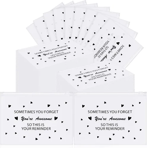 Miniatura 10 de Sweetude 100 bolsas de maquillaje, regalos inspiradores a granel para mujeres, mamá, bolsas de maquillaje de viaje You Are Braver Awesome Cosméticos