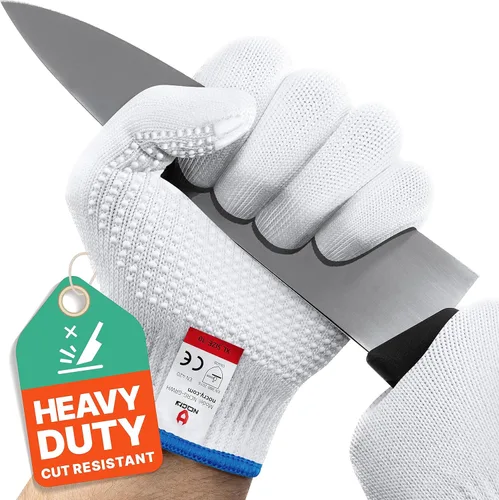 NoCry Guantes de trabajo resistentes a los cortes: guantes duraderos resistentes a cortes con puntos de agarre, guantes de corte de nivel 5 para