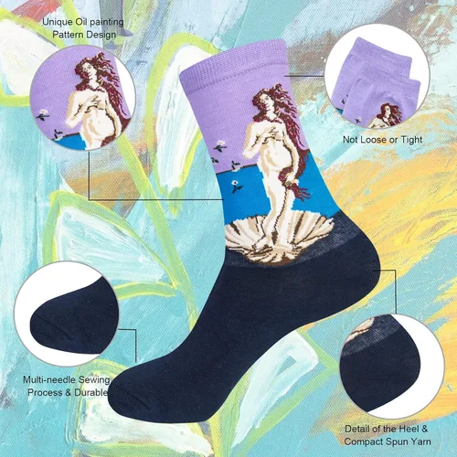 Miniatura 2 de Womens Fun Socks Famous Painting Patterned Art Socks Printed Cool Novelty Funny Socks for Women